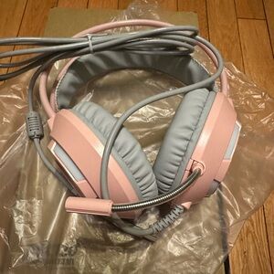 Pink and Gray Over-Ear Headphones